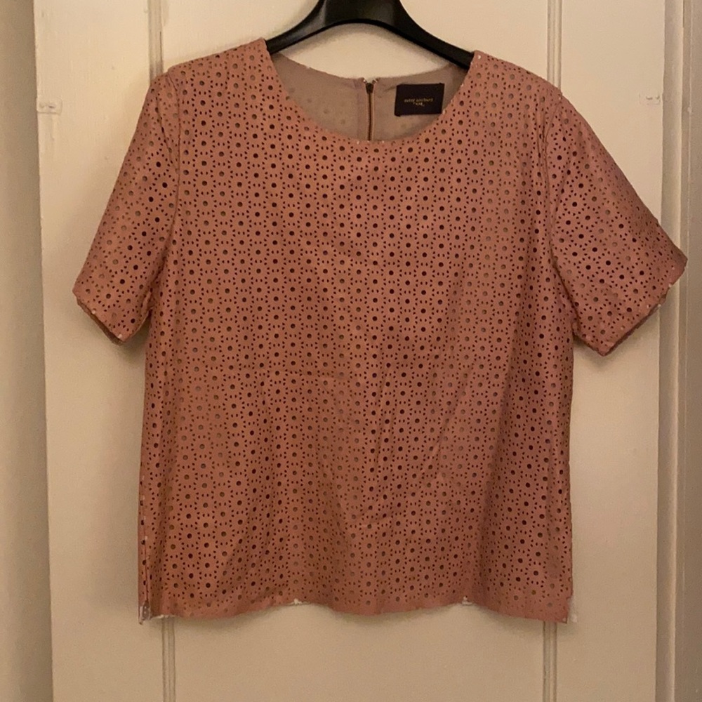 Medium Light Rose Pink Vegan Faux Leather Top